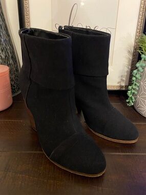 Rag & Bone New York Classic Newbury Ankle Booties Size 9 Black Canvas Heel Zip